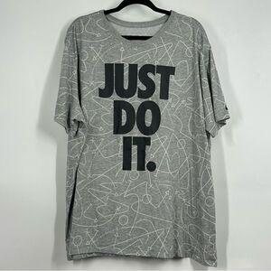 NIKE Men's Gray Printed Plays JUST DO IT Athletic Cut Dri-Fit Tee sz 3XL